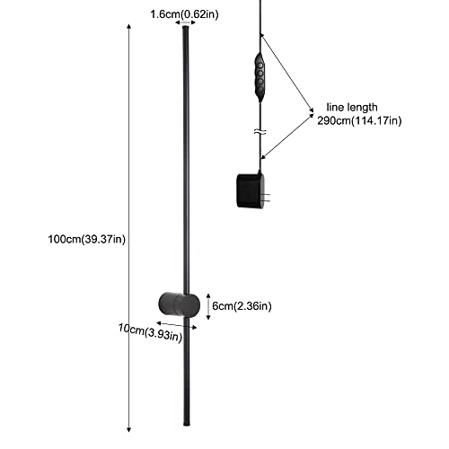 Ditoon Rc Dimmable Modern Plug In Wall Sconce Set Of Two Led Black Wall Lights With Dimmer 39.4 Inches Wall Lamp With Memory Function Original Brand Lighting #TOP5