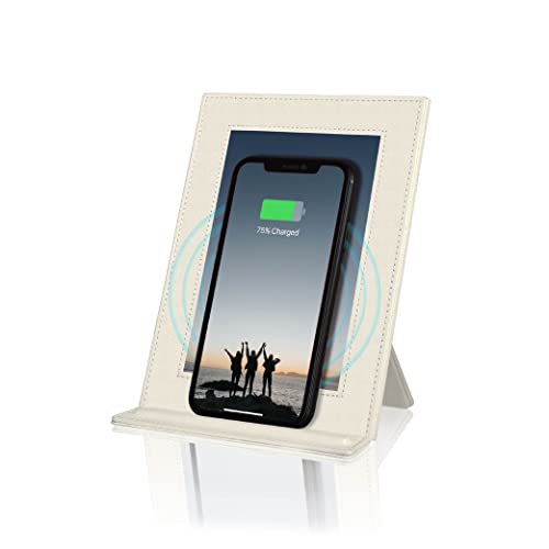 60% Off Discount PROXA Wireless Charger Photo Frame, Qi Enabled Fast Charger Up to 7.5W for iPhone11 /11Pro/11Pro Max/XS/XS Max/XR, 10W for Galaxy Note 10+/10/9/8/S10+/ S10e/S10-Ivory White-No AC Adapter