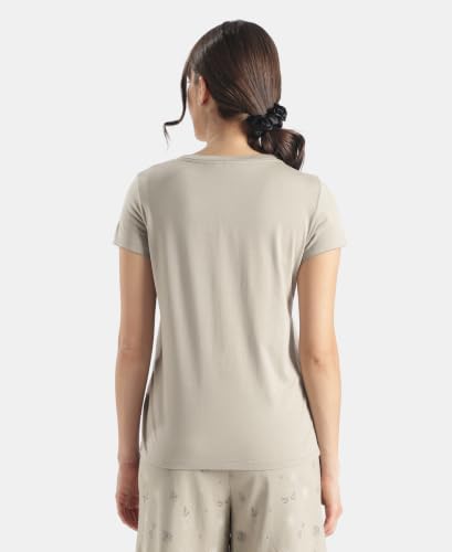 Image of Jockey RX12 Women Micro Modal Cotton Relaxed Fit Solid V Neck Half Sleeve T-Shirt