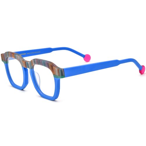 Image of HEPIDEM Multicolor Acetate Glasses Frame Women,Oversize Round Optical Eyeglasses