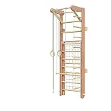 Kidsmont Sprossenwand 5-in-1 aus Buche Kletterwand Kletterturm für zuhause Sportaktivität Kinder Erwachsene Junge Mädchen Naturholz Weiß