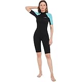 Dark Lightning Shorty Wetsuit Women, 2/2mm Wet Suit for Women Cold Water Swimming Diving Surfing Snorkeling Kayaking Water Sports (Blue,Size 8)