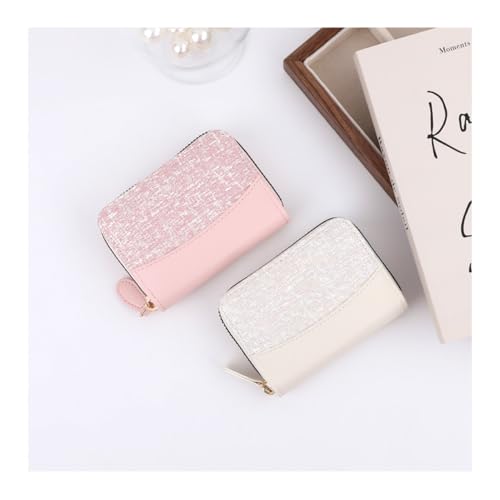 Women Small Wallet Card Holder Everyday Slim RFID Blocking Pink Color Block Organizer Compact Ins Style Multi Pocket Zipper Coin Purse for Credit Cards IDs Cash2