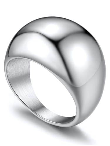 GoldChic Jewelry Chunky Dome Rings for Women,Silver Statement Band Ring
