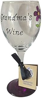 Memories-Like-These UK Grandma's wine, purple flower hand painted wine glass