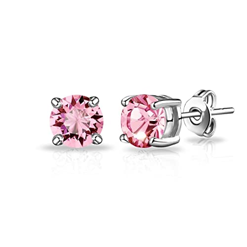 Image of Philip Jones Pink Stud Earrings Created with Zircondia® Crystals