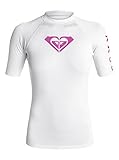 Roxy Women's Whole Hearted Short Sleeve Rash Guard, White, Medium