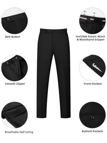 Image of Mens Suit 2 Piece Suits for Men One Button Slim Fit Solid Jacket & Pants Tuxedo Set Business Wedding Party Prom