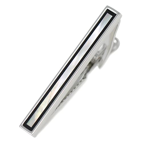 Classic Mother Of Pearl With Onyx Rim Tie Clip With Box