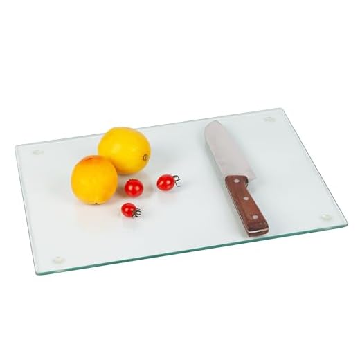 Murrey Home Tempered Glass Cutting Boards for Kitchen Dishwasher Safe, Rectangle Chopping Board with Rubber Feet, Small Clear Countertop Tray, Scratch Resistant, Heat Resistant, Non-Slip, 15.7"x11.8"
