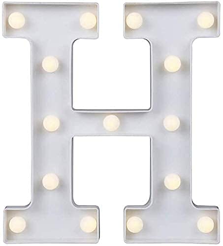 Image of Beeban Marquee H Alphabet Shaped LED Light Lamp for Decoration Decore Walls Hanging Birthday Party Wedding (H)