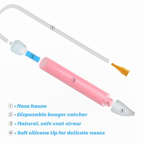 Image of Baby Nasal Aspirator with 24 Filters & Soft Silicone Tip - Sealed Design for Newborns, Infants, Toddlers - BPA-Free, Hand Washable - Safe & Hygiene Nasal Sucker