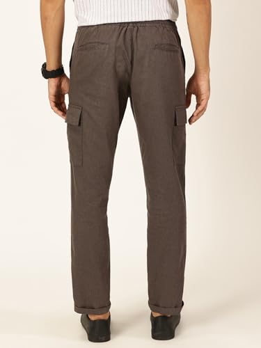 Image of Thomas Scott Men's | Solid | Light Weight | Breathable Fabric | 6 Pocket | Ankle Length | Mid Rise | Regular Fit | Linen | Elasticated with Drawstring | Chino Trouser | Pants