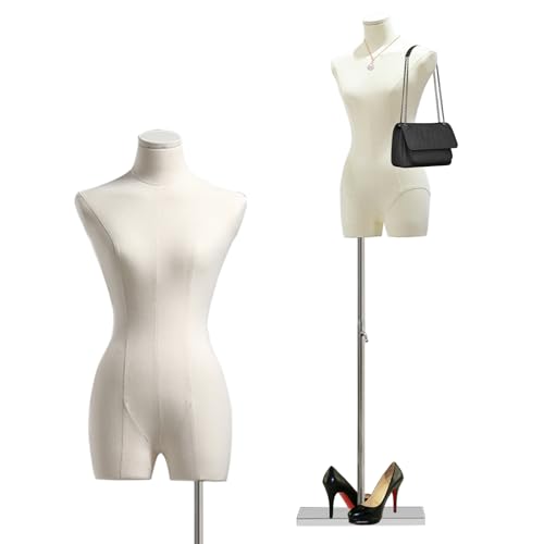 47-83" Female Mannequin Dress Form Torso Full Body with Metal Stand(Silver)