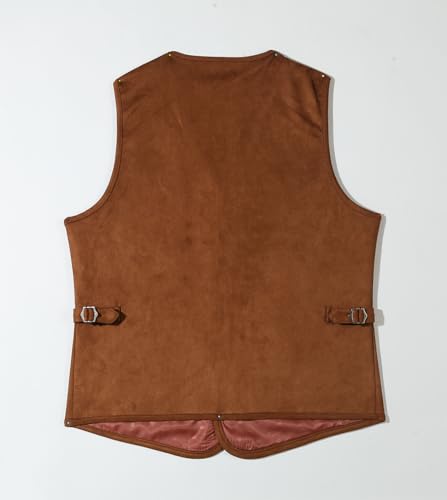 SevenBoy Men's Suede Leather Suit Vest Vintage Western Cowboy Waistcoat Regular Fit3