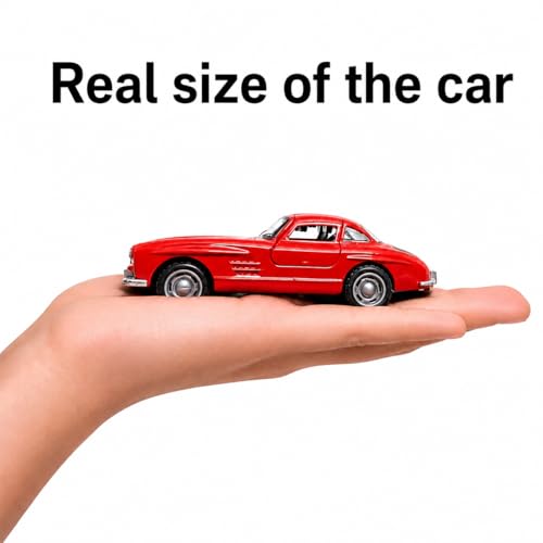Image of 1954 Mercedes-Benz 300 SL Diecast Model Car 1:36 Scale - Premium Alloy Metal Pull Back Toy Car -Lights & Sound, Opening Gullwing Doors & Boot, Rubber Wheels, Vintage Classic Car Collectible