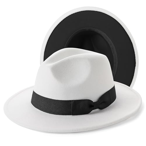 Image of BABEYOND 1920s Fedora Hat for Men Gatsby Wide Brim Fedora Hat Felt Panama Cap with Band for Women Men