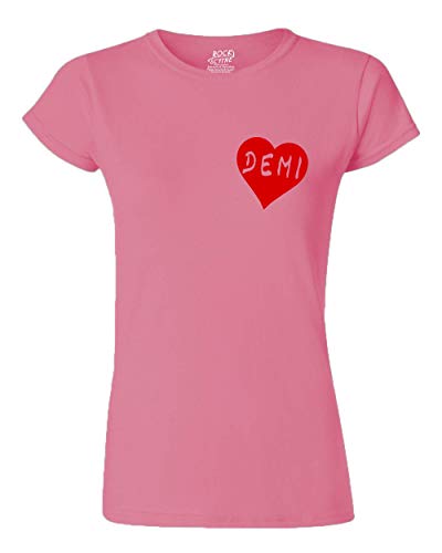 Rock Scythe - Demi Lovato Cute Heart, I Love Demi Lovato Juniors T-Shirt Tee - Small-Pink/Red