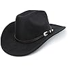 Sombrero de vaquero occidental para hombres y mujeres, sombrero clásico enrollable con cinturón de hebilla (tamaño: M-L)