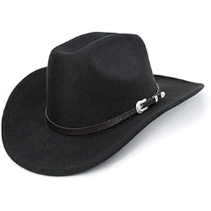 Sombrero de vaquero occidental para hombres y mujeres, sombrero clásico enrollable con cinturón de hebilla (tamaño: M-L)