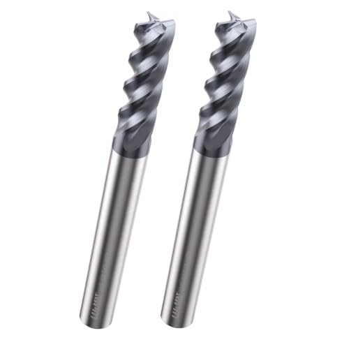 Image of LU&MN Carbide Square End Mill - 4 Flute - LME1 /4 4T (2 Pieces, 1 /4 inch) - for Milling Alloy Steels, Hardened Steel, Metal & More - Mill Bits Sets for DIYers & Professionals