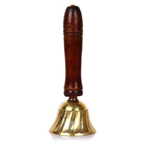 HASHCART® Super Loud Brass Hand Bell Call Bell - Puja Ghanti for Temples - Bell for Wedding Events Decoration, Food Line, Alarm, Jingles, Ringing, Service Bell [ 6 Inch ] Cover