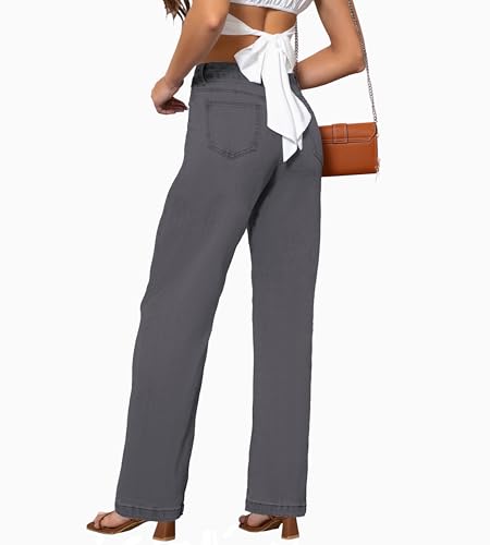 Womens Jeans Mid Waisted Straight Leg Loose Stretchy Lightweight Tummy Control Trendy Jeans for Women 2025 (US, Numeric, 10, Regular, Regular, Gray)3