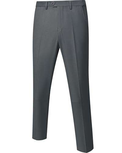 MY'S Mens Suit Pants, Classic Expandable Waist Dress Trousers, Slim Fit Tuxedo Pants