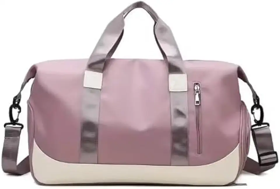 Bolsa Esportiva Unissex para Academia e Viagem, Material Emborrachado, Resistente à Água, 2 Compartimentos (ROSÊ)