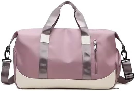 Bolsa Esportiva Unissex para Academia e Viagem, Material Emborrachado, Resistente à Água, 2 Compartimentos (ROSÊ)