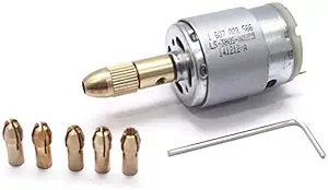 S P 12V Drill & Drill Set Mini DIY Brass Electric Drill Chucks Drill Bits Motor Rotary Tool for Drilling Application (2.5mm)-Combo of 8 Pieces