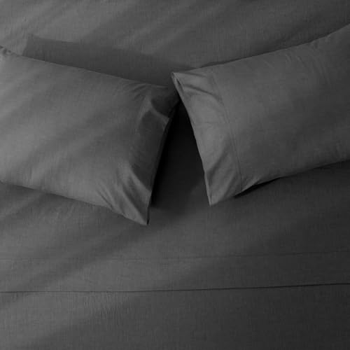 JIYUAN Twin Washed Cotton Sheet Set, 3-Piece, Relaxed Linen Feel - image 6