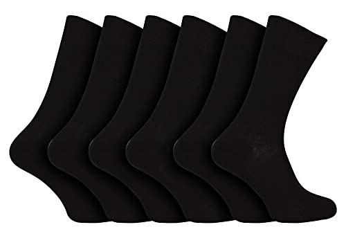 Chaussettes 100% Coton Egyptien | 6 Paires Chaussettes pour Homme Femme et Enfants (45-50, Le noir)