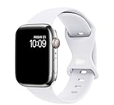 Generic Sport Band Compatible with Smart Watch Bands 42mm 44mm 45mm 49mm,Soft Silicone Waterproof Replacement Strap for iWatch Bands Series 9 8 7 6 5 4 3 2 1 SE durable (White)