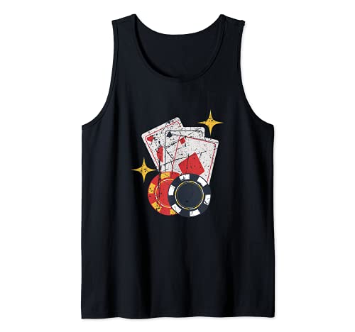 Mens Funny Poker Player Casino Donor Loves Gambling Tank Top, Black