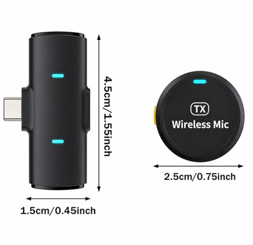 Image of 2-in-1 Wireless Microphone for Vlogging, YouTube, Reels, Online Classes, Interviews, Magnetic Collar Clip, 360 Sound Capture, 40M Range, 6Hr Battery, iOS Android, DSLR Type C (M1 Dual)