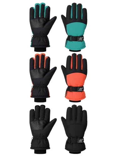 Image of Bencailor 3 Pairs Kids Ski Gloves Children Winter Gloves