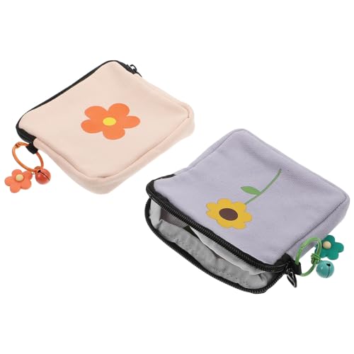 LALADEFIEE Bolsas para Compresas Higiénicas Portátiles 2 Piezas Bolsa de Almacenamiento de Lona Rosa y Morada Práctica para Higiene Femenina Viaje Oficina y Uso Diario