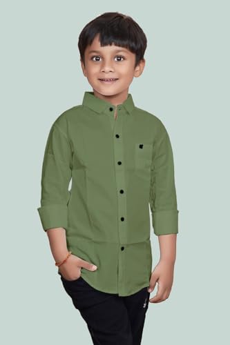 Image of Boys Solid Casual Shirt in Cotton Fabric