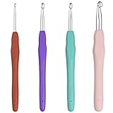Ortarco Crochet Hooks Set, Ergonomic Soft Handle for Arthritic Hands, 2.5mm- 8mm 4 Size Knitting Needles for Beginners and Crocheting Yarn (4)