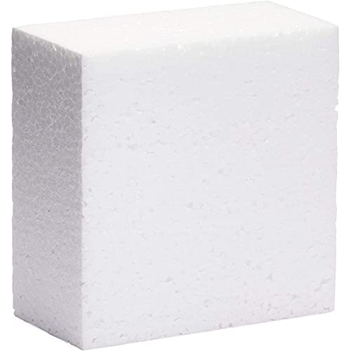 White Foam Shapes For Kids Crafts With 12 Square Blocks, 12 Circles, 24 Plastic Dowels (4 Inches, 48 Pieces) #TOP4