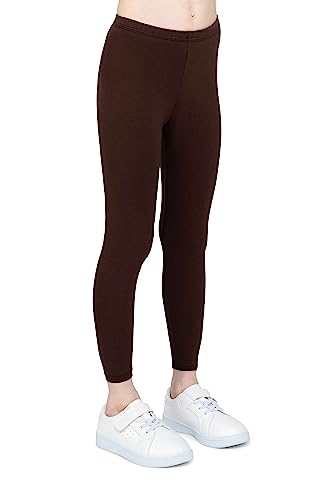 infatti Leggings de algodón para niñas, Pantalones Suaves y cómodos para niños, Entrenamiento Informal, Estilo Elegante, Ropa básica Zoe, Marrón 128 cm (8 años)
