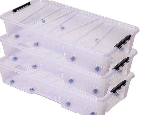 Ondis24 Unterbettbox Jolly mit Deckel und Rollen, Rollbox 35 L,...