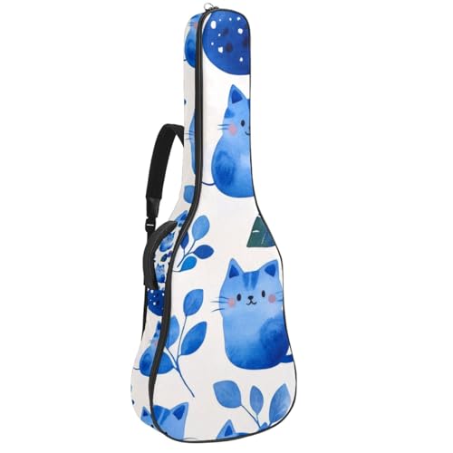 Sac guitare acoustique étanche en tissu Oxford à poches, housse 109 cm imprimé chats