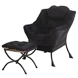 Tiita Lazy Chair with Ottoman, Modern Large Accent Lounge Chair, Leisure Sofa Armchair with Ottoman,