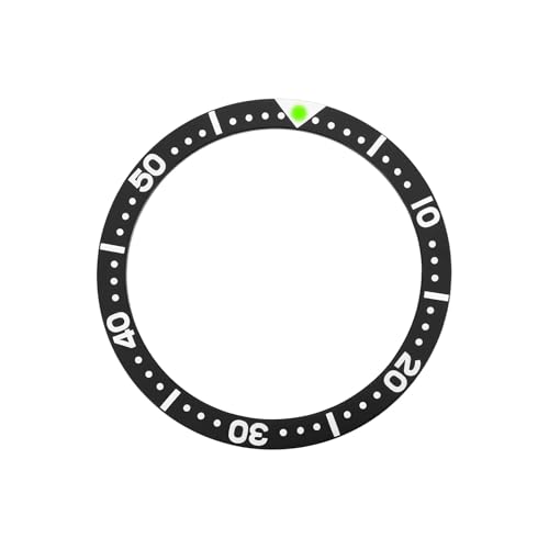 Briny River Inserto de bisel de aluminio negro para reloj, 31,5 x 38 mm, marcas blancas, color verde, pip Lume compatible con SEIKO SKX007