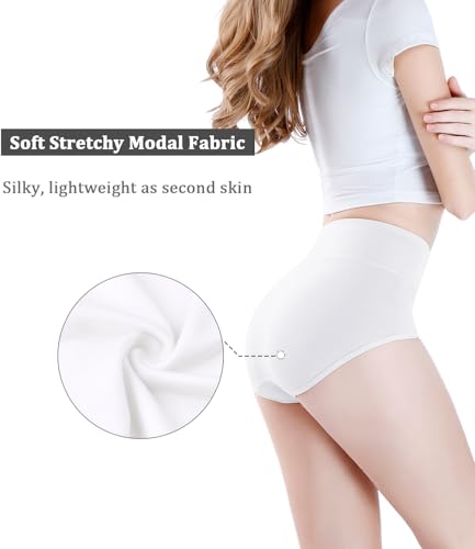 Image of wirarpa Women's Modal Underwear Soft High Waist Briefs Ladies Panties 4 Pack (Regular & Plus Size)