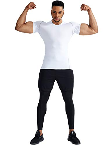 Camisa masculina de compressão Cadmus Workout, 5003# Gray & Blue & White,pack of 3, Large