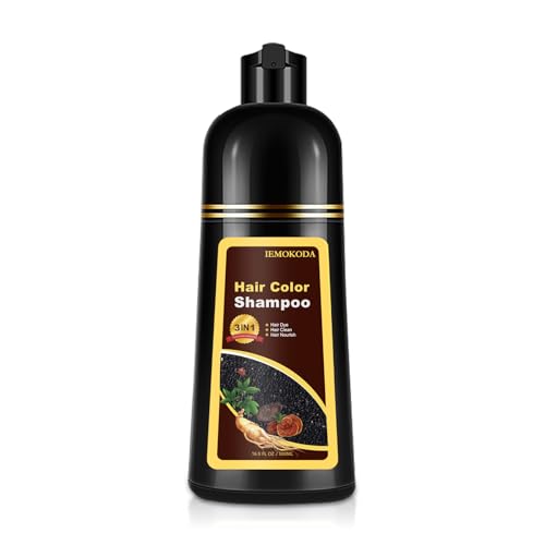 Yocisku Champú de tinte para el cabello castaño claro, fórmula 3 en 1 segura y natural para hombres y mujeres, 16,9 Floz, para cabello gris
