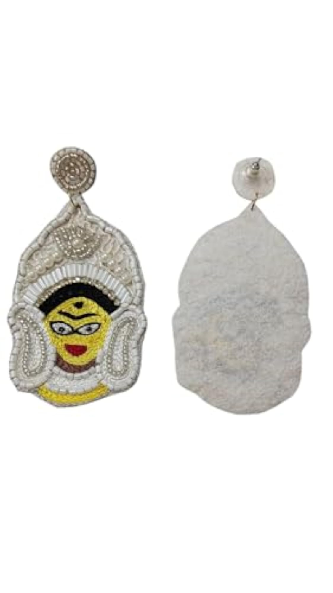 Devi Elegance Handcrafted Beaded Earrings, Unique Goddess Durga Design